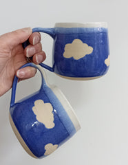 Hand thrown mug - clouds in the sky