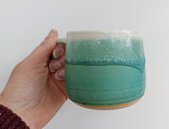 Hand thrown mug - jade green 2 texture glaze