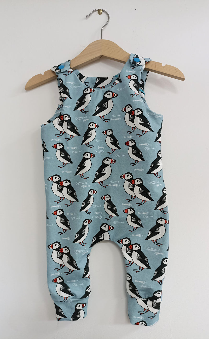 Romper suit - blue puffins (different sizes available)