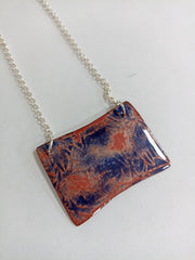 Champlevé technique enamelled abstract blue & copper necklace