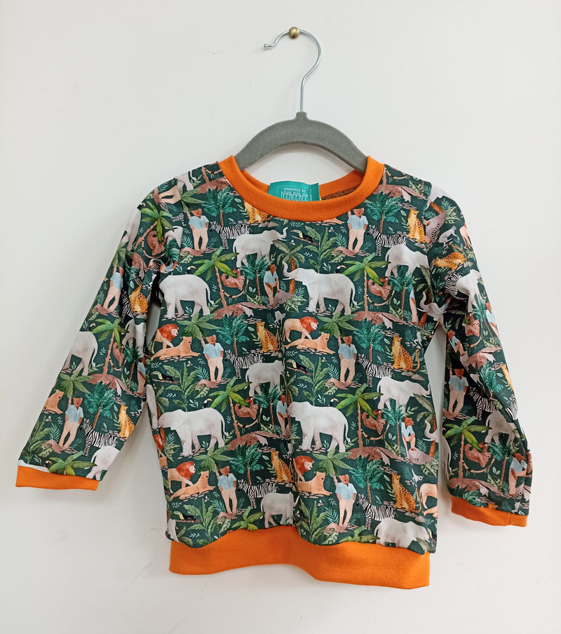 Long sleeved baby/child t-shirt - David Attenbear & animals print (12-18 months)