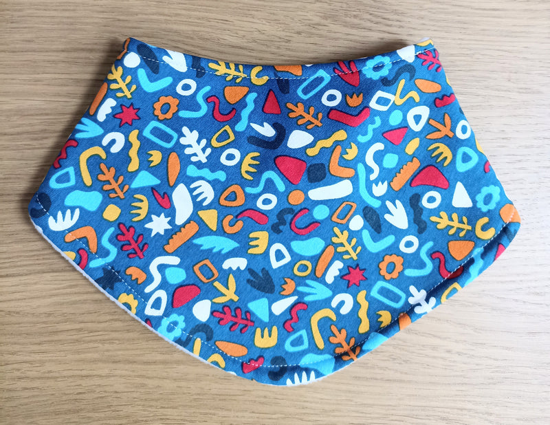 Bandana style bib - doodle shapes print