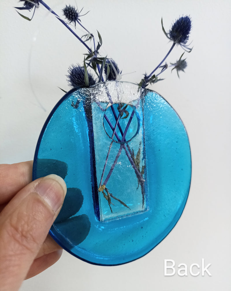 Fused glass flower pocket - for fresh or dried