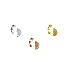 Gold vermeil stud earrings – moon & stars