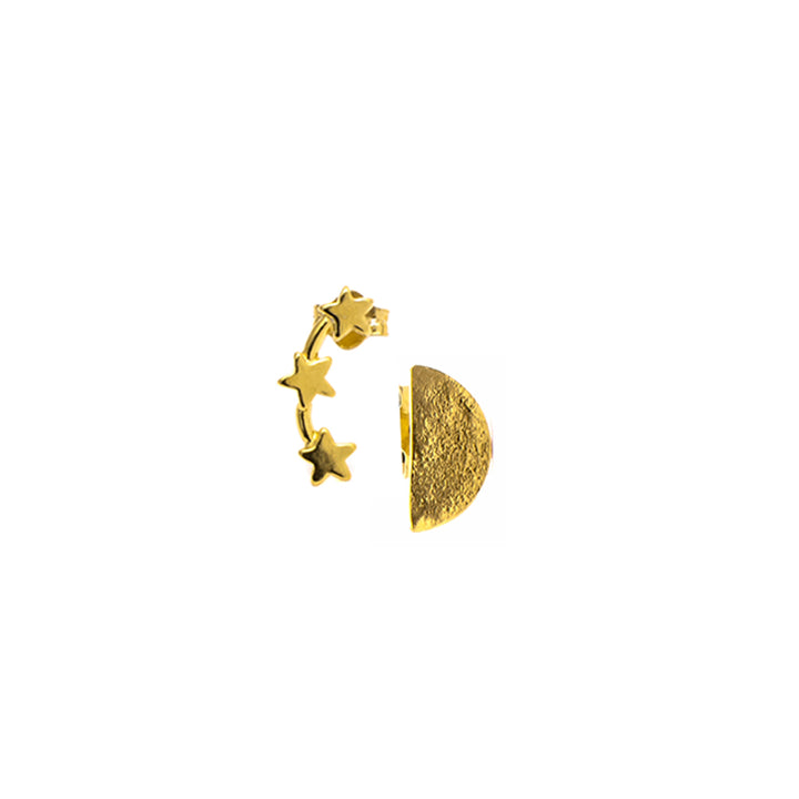 Gold vermeil stud earrings – moon & stars