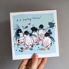 P-P-Party time! Penguins watercolour card