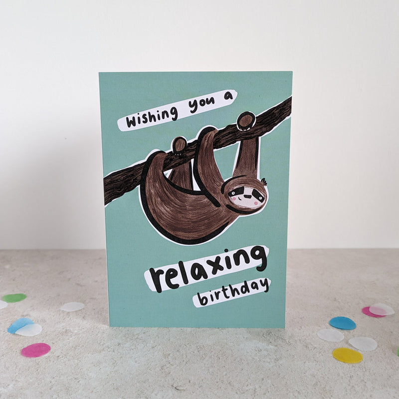 Wishing you a relaxing birthday sloth card