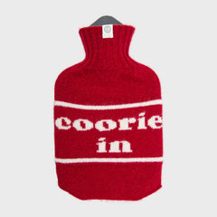 Lambswool Knit 'Coorie In' mini Hot Water Bottle - Red/Cream