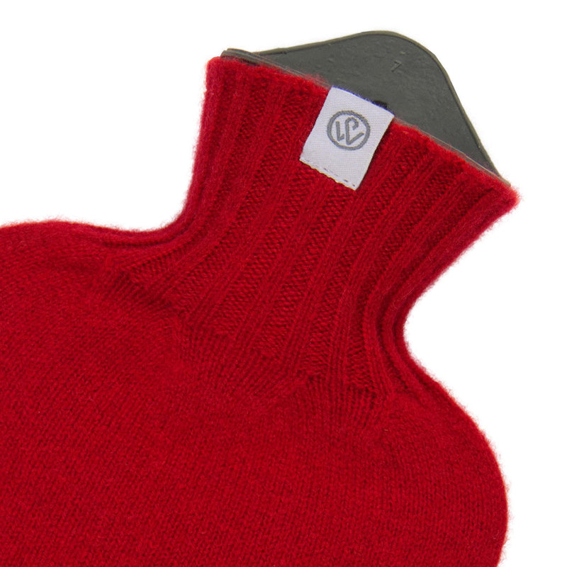 Lambswool Knit mini Hot Water Bottle - red