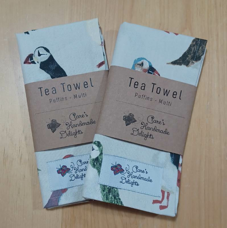 Tea towel - puffins