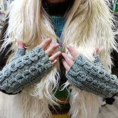 Hand knitted fingerless gloves - Column design