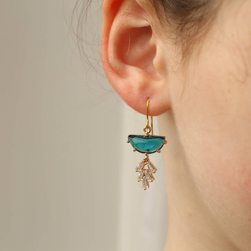 Blue half moon Art Deco earrings