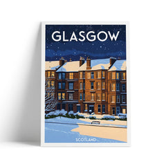 Glasgow tenement travel poster print