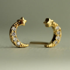 Gold Vermeil Moon Stud Earrings