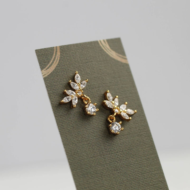 Oak Leaf Cubic Zirconia Stud Earrings