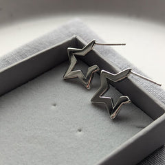 Sterling silver star hoops