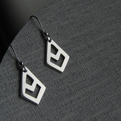 Sterling Silver Art Deco diamond hook earrings