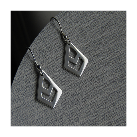 Sterling Silver Art Deco diamond hook earrings