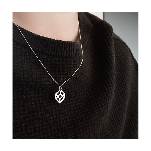 Sterling Silver illusion mini cube pendant