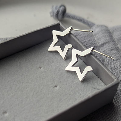 Sterling silver star hoops