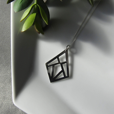 Sterling Silver Geo Diamond necklace