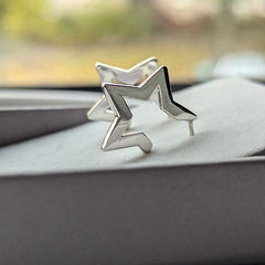 Sterling silver star hoops