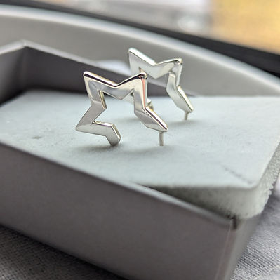 Sterling silver star hoops