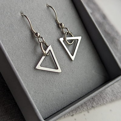 Sterling Silver triangle hook earrings