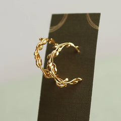 Olive branch gold vermeil hoop earrings