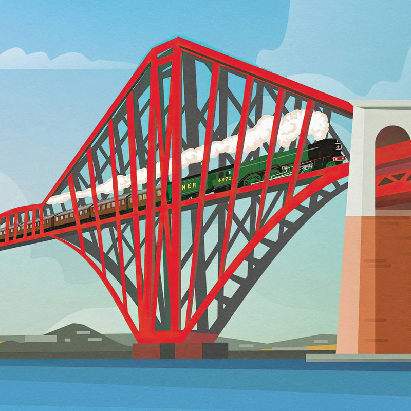 Forth Bridge with Flying Scotsman travel poster print