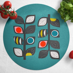 Glass pot stand/trivet - midcentury floral