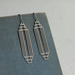 Art Deco rectangular cut out earrings