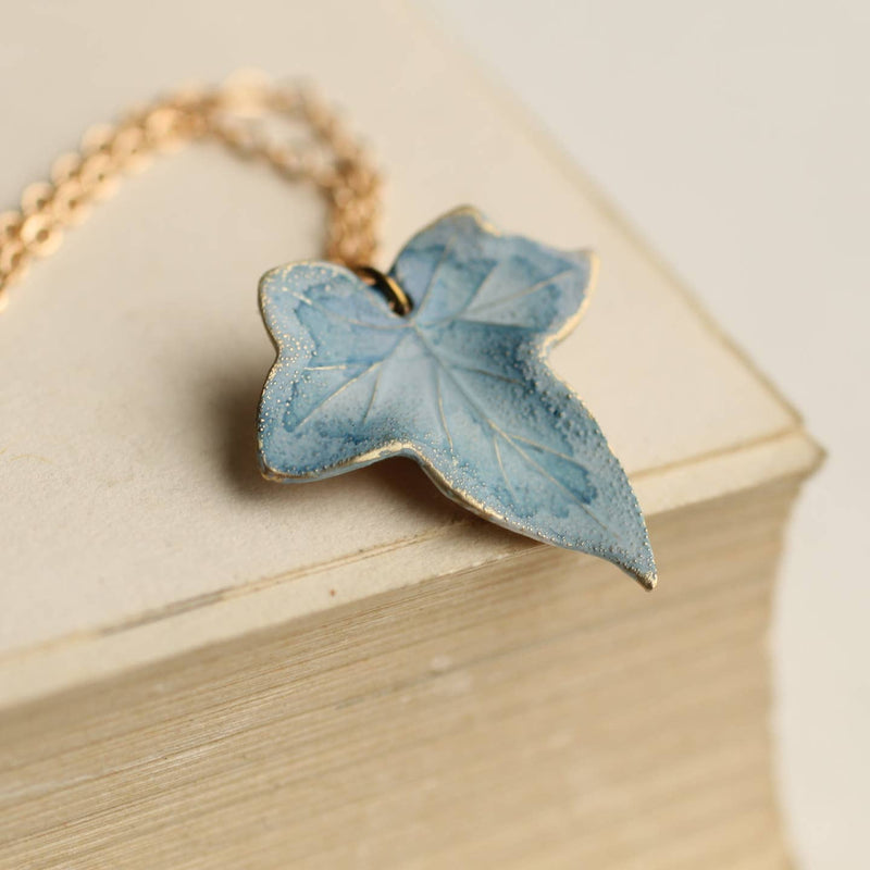 Ivy Leaf necklace (green or blue)