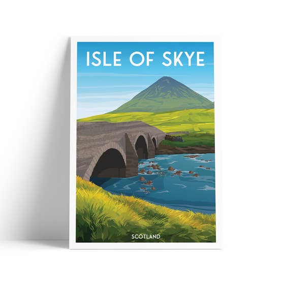 Isle of Skye mountain and bridge - A4 travel poster print