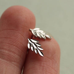 Sterling silver fern stud earrings