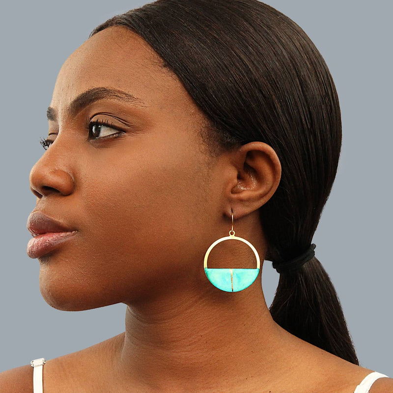 Kintsugi hoop earrings (green or turquoise)