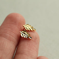 Gold vermeil fern stud earrings