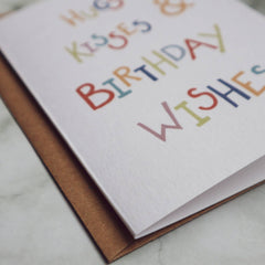 Hugs kisses and birthday wishes card