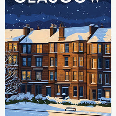 Glasgow tenement travel poster print