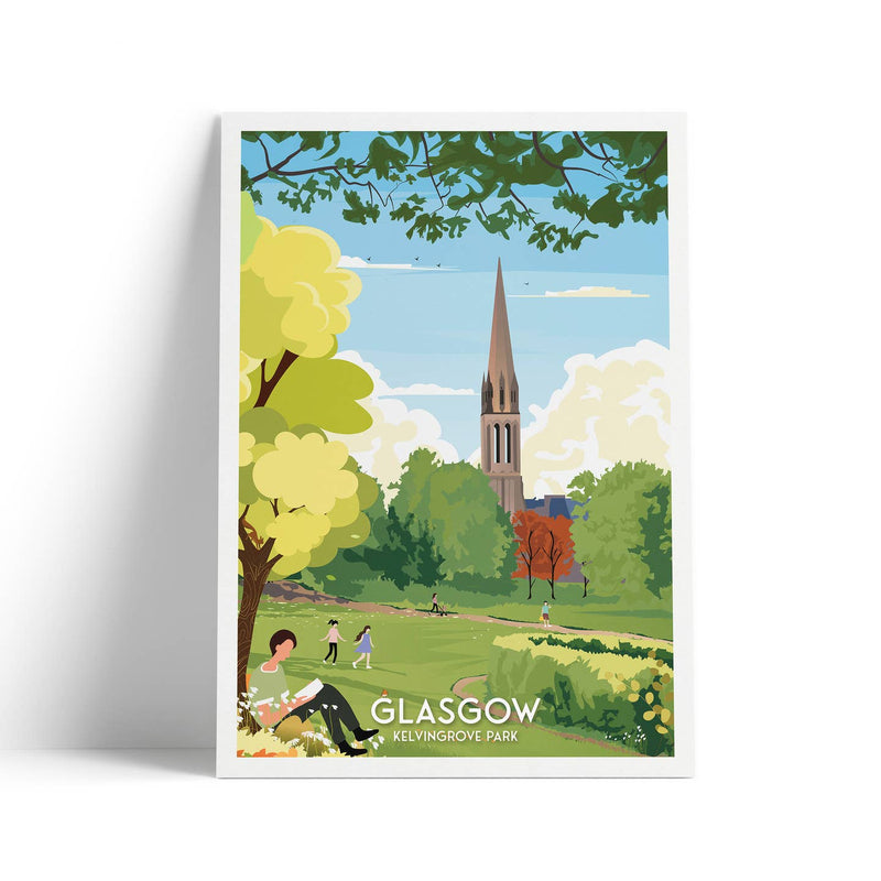 Glasgow Kelvingrove Park A4 travel poster print
