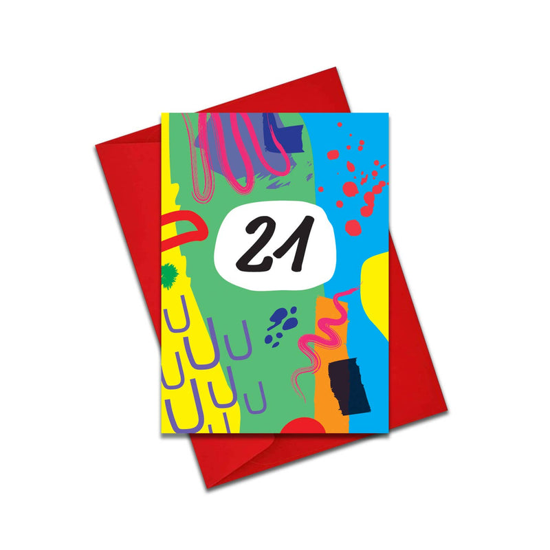 Age 21 - colourful abstract shapes card