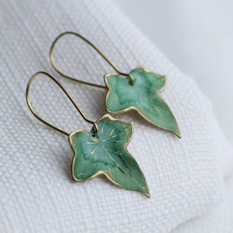 Ivy Leaf drop earrings (green, blue or turquoise)