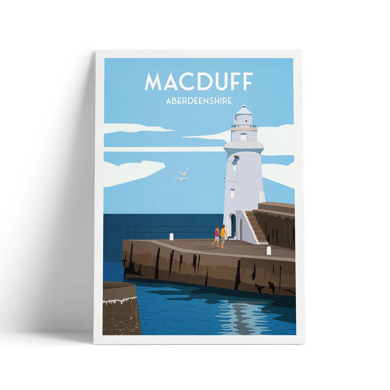 Macduff Lighthouse A4 travel poster print