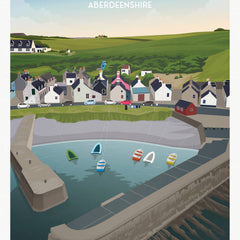 Sandend, Aberdeenshire A4 travel poster print 2 designs available