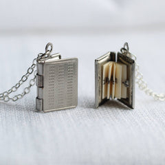 Book locket necklace (with hidden pages inside!)