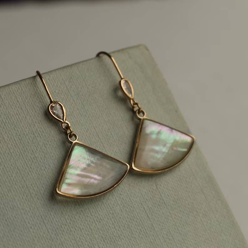 Mother of Pearl fan earrings