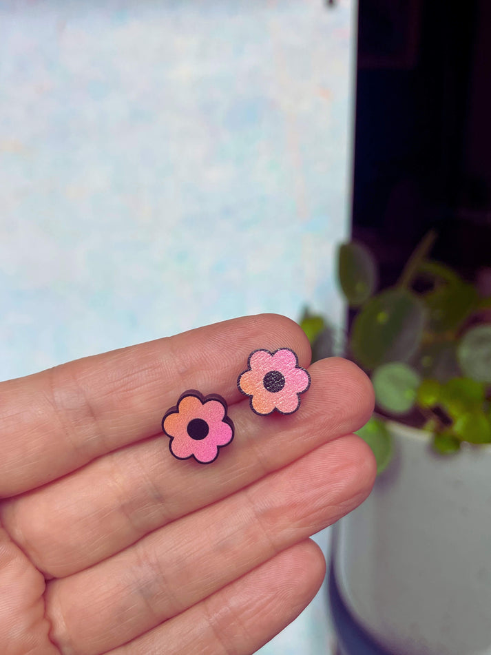 wooden flower studs