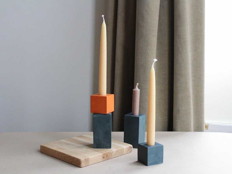 Building block cube candle holders