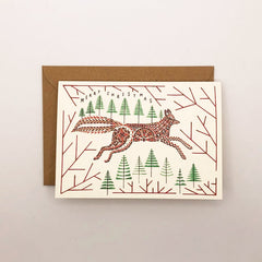 Merry Christmas leaping fox card
