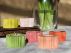 Colourful ridged tealight holders